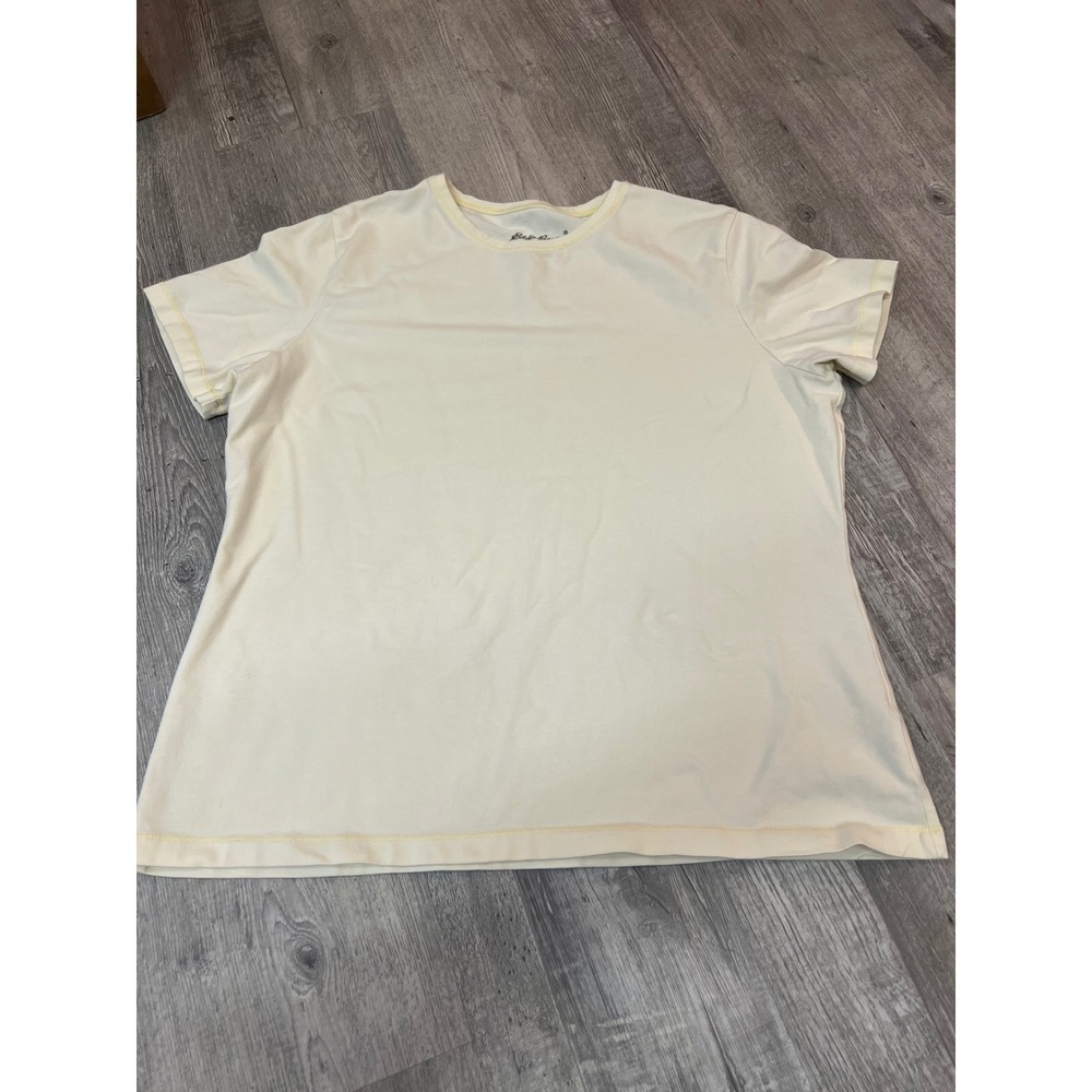 Eddie Bauer Womens Large‎ Off White Cotton Blend Short Sleeve Crewneck T-Shirt